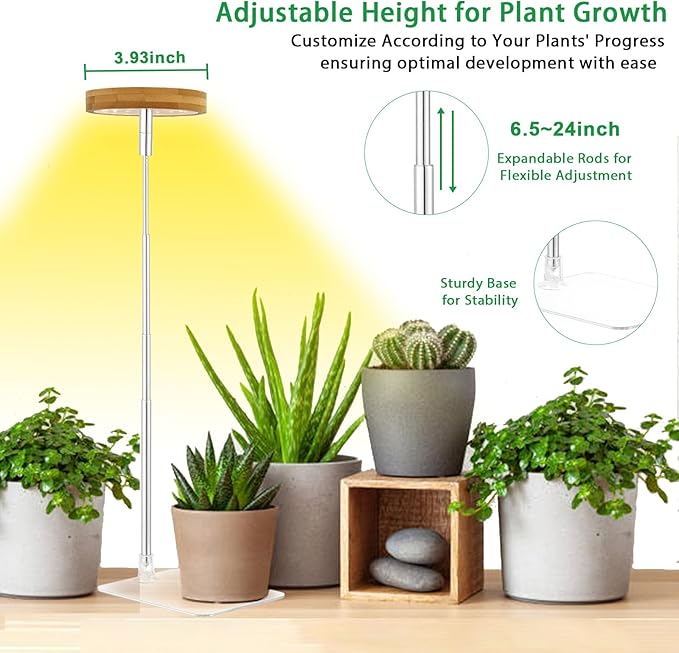yadoker Halo Plant Grow Light,yadoker LED Growing Light Full Spectrum for Indoor Plants,Height Adjustable, Automatic Timer, 5V Low Safe Voltage,Idea for Small Plants