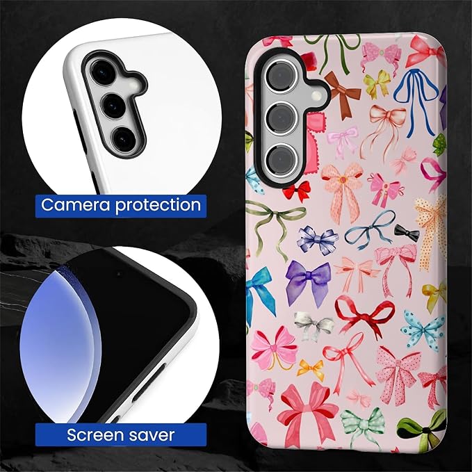 for Samsung Galaxy S24 Plus Case, HL2 Aesthetic Color Bow Tie Hybrid 2 Layer - Image 4