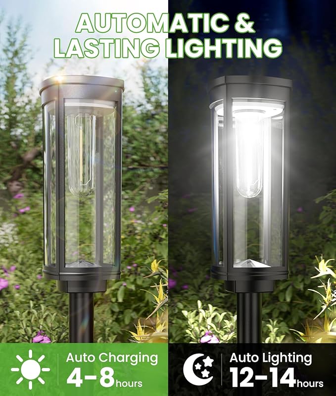 BITPOTT Bright Solar Pathway Lights Outdoor, 8 Pack Solar Garden Lights - Image 4
