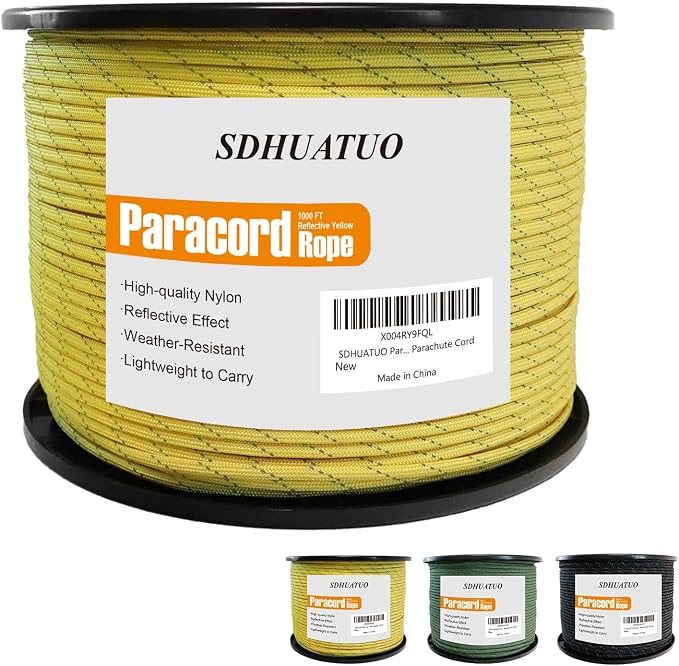 SDHUATUO Paracord Rope 1000FT, 550lb Type III Nylon Parachute Cord 7-Strand Core by HOME
