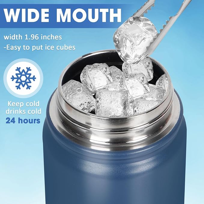 Insulated Water Bottle 24oz, Stainless Steel Double Wall Vacuum Sports Flask - Image 3