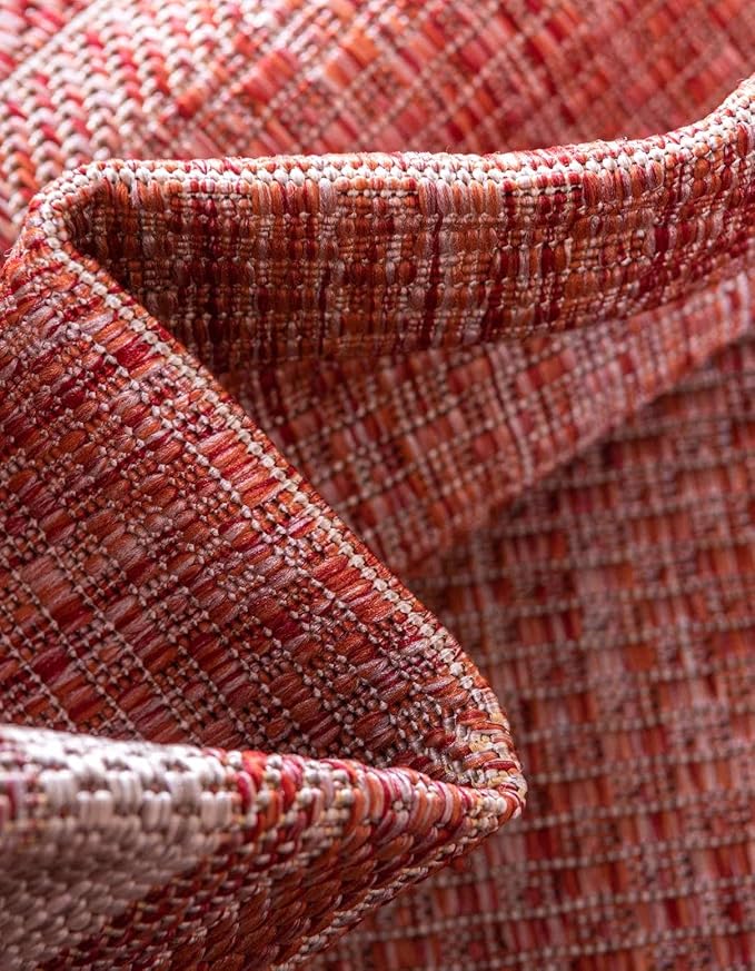 Unique Loom Outdoor Border Collection Area Rug - Soft Border (2' x 3' 1" Rectangle, Rust Red/ Ivory)