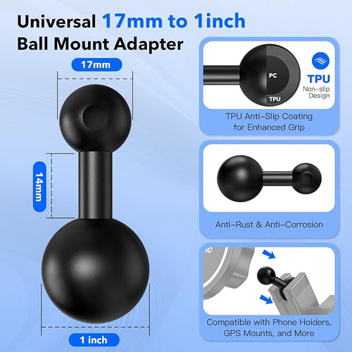 1-Inch B Size Ball to 20mm Ball Adapter – TPU Anti-Slip Converter, Compatible - Image 2