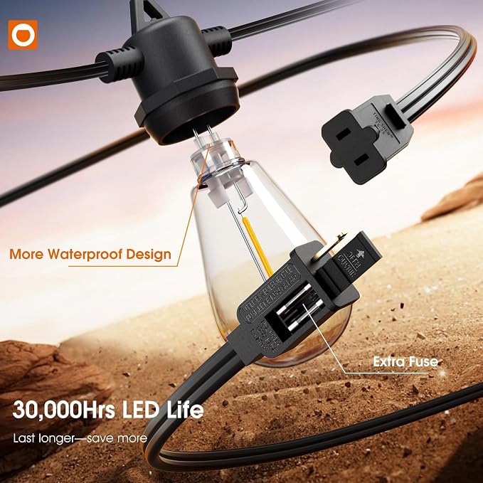 addlon 100FT Outdoor String Lights LED Waterproof Patio Lights - Image 4