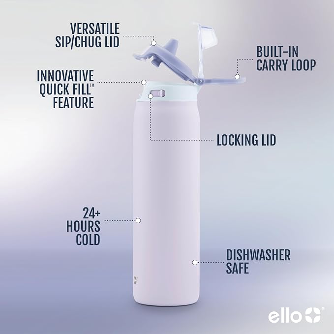 Ello Pop & Fill 22oz Stainless Steel Water Bottle - Image 3