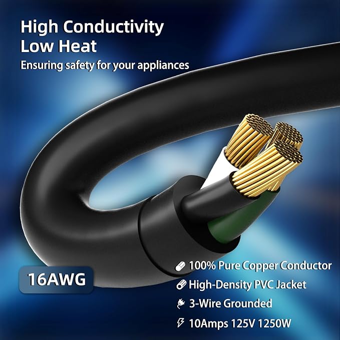 200 FT Outdoor Extension Cord Waterproof, 3-Prong Power Cord, 16 AWG SJTW - Image 3
