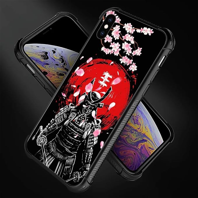 for iPhone Xs Max Case, Sakura Japanese Samurai Pattern Graphic Design Girl Boy - Image 5