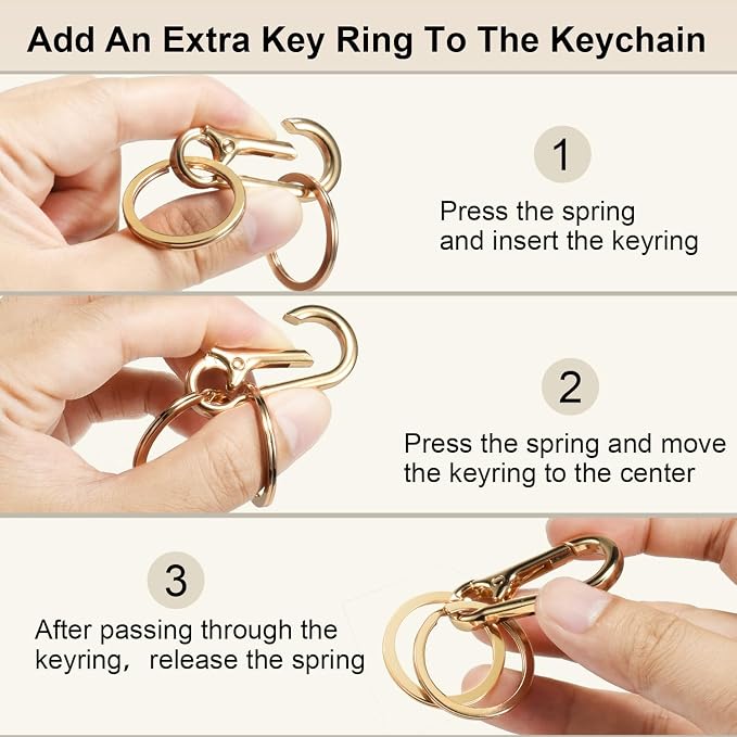 2pcs Metal Keychain Rings, Sturdy Key Chain Ring Carabiner Clip, Key Holder - Image 4