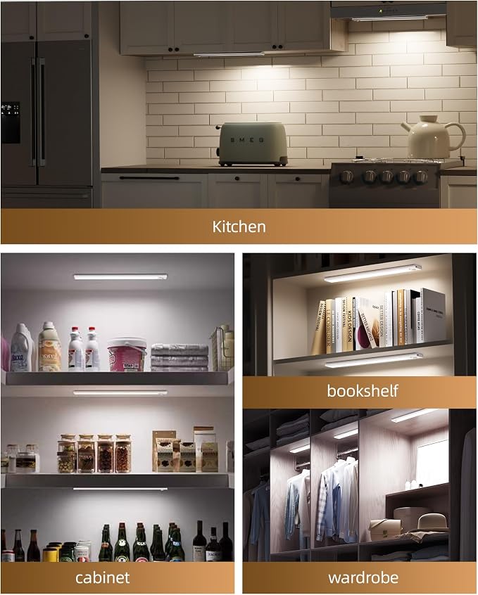 2Pack 12inch Under Cabinet Lighting, Rechargeable Motion Sensor Light Wireless - Image 9