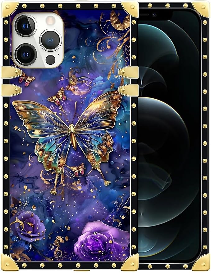 Compatible with iPhone 12 Pro Max Case, Glistening Golden Butterfly Vibrant by Unknown