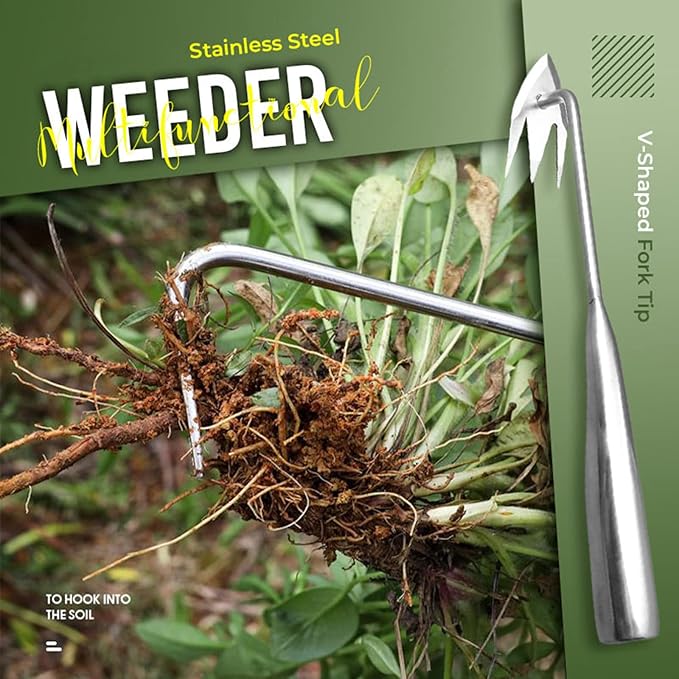 Weeding Artifact Uprooting Garden Weeding Tool, Upgraded Weed Removal Tool, Stainless Steel/Manganese Steel Weed Puller Manual Weeders for Home Gardening Yard Farmland (Wood Handle)