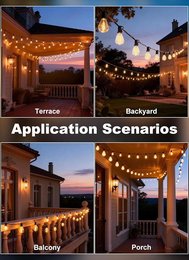 200FT Outdoor String Lights Waterproof, 76+2 Shatterproof S11 LED Bulbs - Image 8