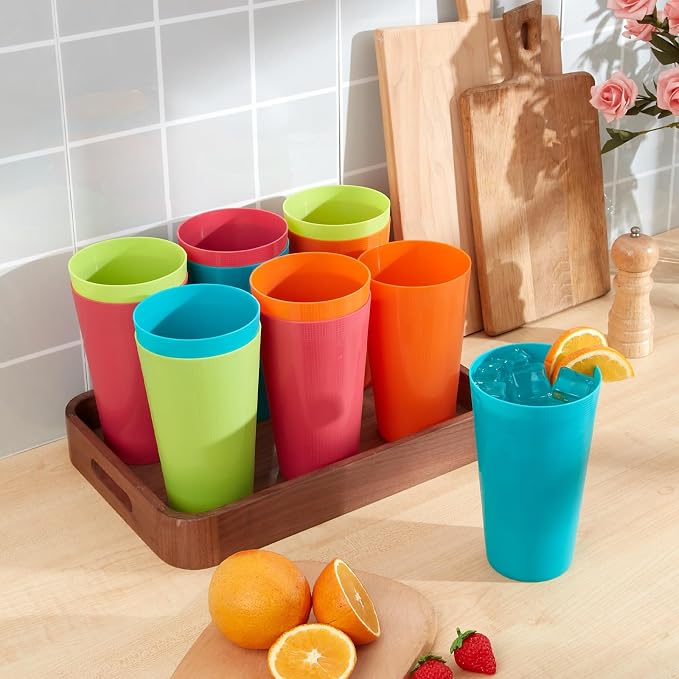 Plastic Cups Large Tumblers 35-ounce Reusable Drinking Glasses set of - Image 7