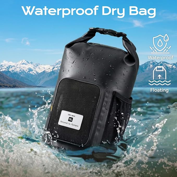 20L Waterproof Dry Bag with Bottle Holder & Mesh Pocket, 500D PVC Tarpaulin - Image 2