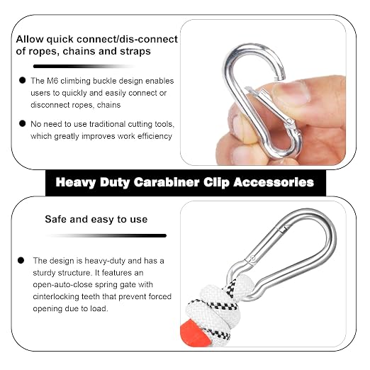 40 PCS 3'' Spring Snap Hook Carabiner, M8 5/16 Inch Galvanized Silver Steel - Image 3
