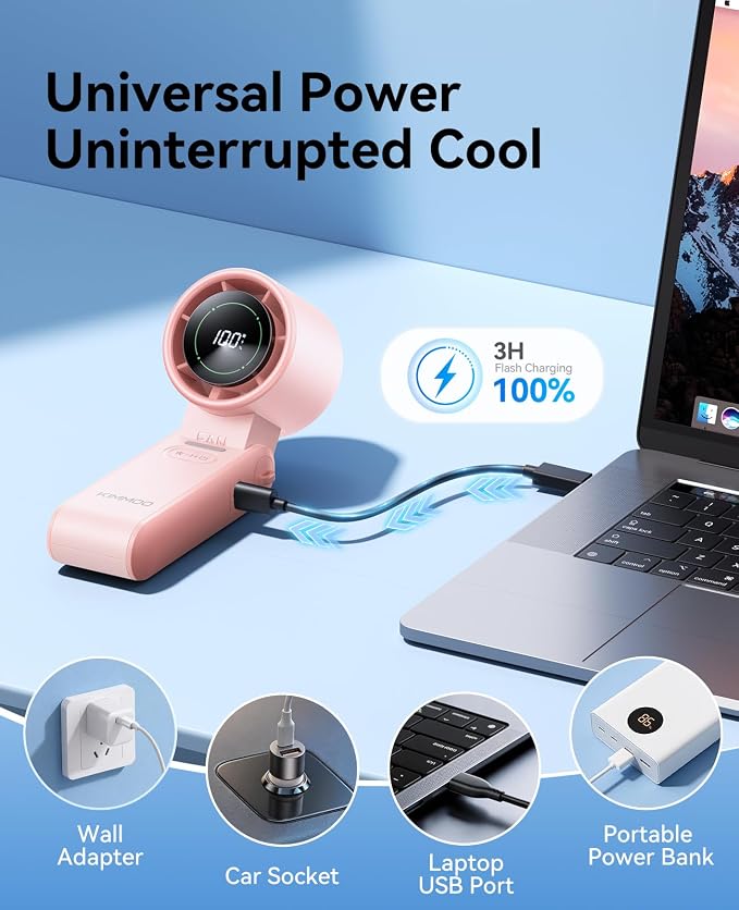 KIMMOO 3-in-1 Portable Handheld Turbo Fan-100 Speeds, Powerful 20000 RPM - Image 8