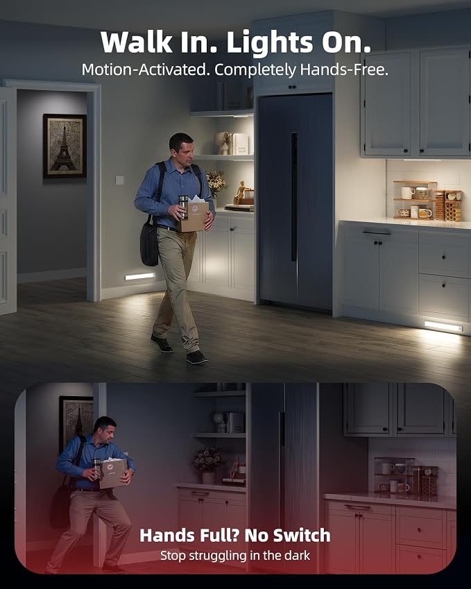 3Pack-Under Cabinet Lighting Wireless, Rechargeable Battery Motion Sensor Light - Image 5
