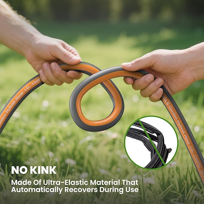 Giraffe Tools Garden Hose 100FT, 5/8" Lightweight Lay Flat Water Hose, Custom Length, Flexible, Leakproof Hybrid Hose Pipe with Male to Female Fitting