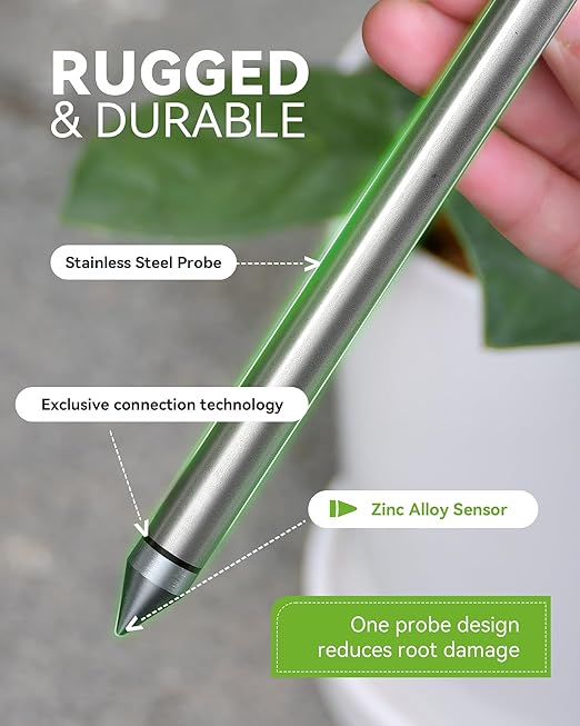 RAINPOINT Soil Moisture Meter for Plants - Accurate Plant Water Meter for Houseplants and Outdoor Plants,Gardening,Farming,No Batteries Needed(Green)