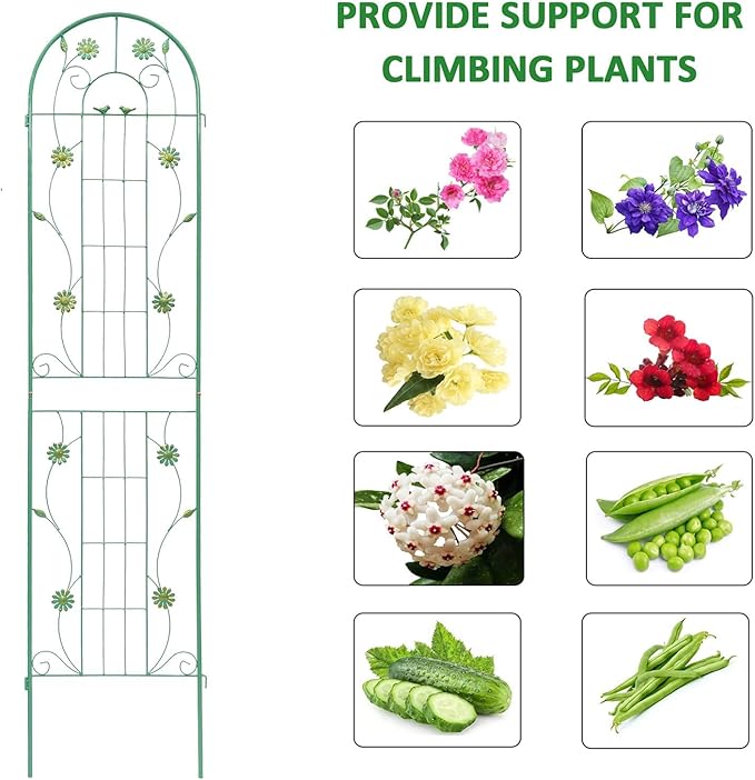 4 Pack Metal Garden Trellis 86.7" H Garden Fence Rustproof Trellis for Climbing Plants Support Roses Flower Outdoor Lawn Green-Blue Tall Trellis