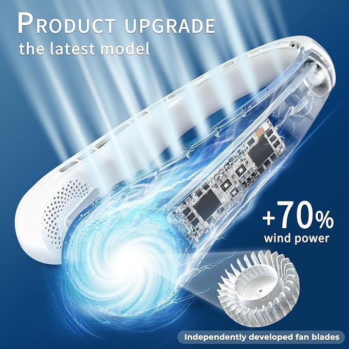 FrSara Neck Fan, Portable Personal Fan Strong Wind, Air Volume, 360° Cooling - Image 2