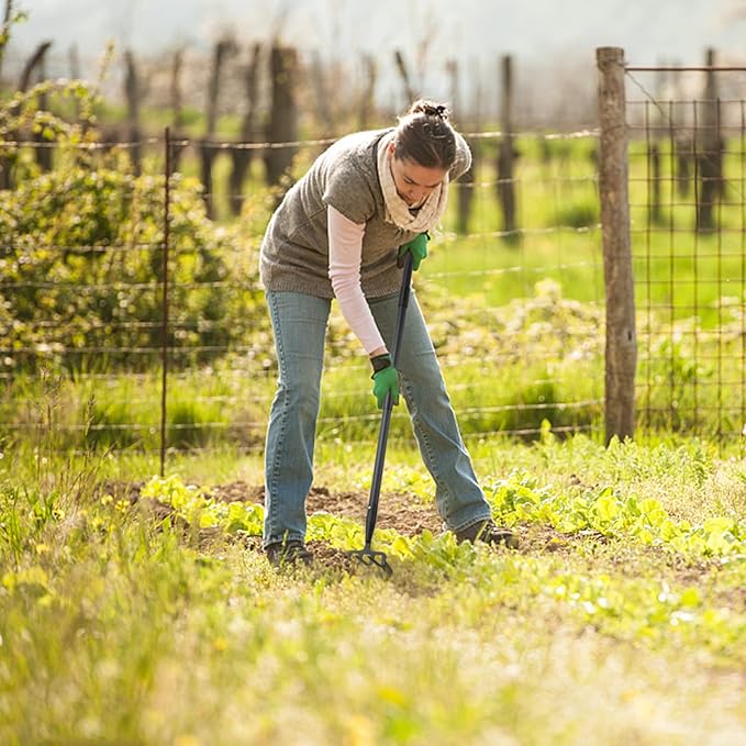 BsBsBest Hoe Garden Tools, 37-62 Inch Gardening Tools for Weeding, Stirrup Hoe Long Handle for Yard Weed Puller, Scuffle Hula Adjustable Weeding Loop Hoe for Lawn, Vegetable, Soil, Planting Black