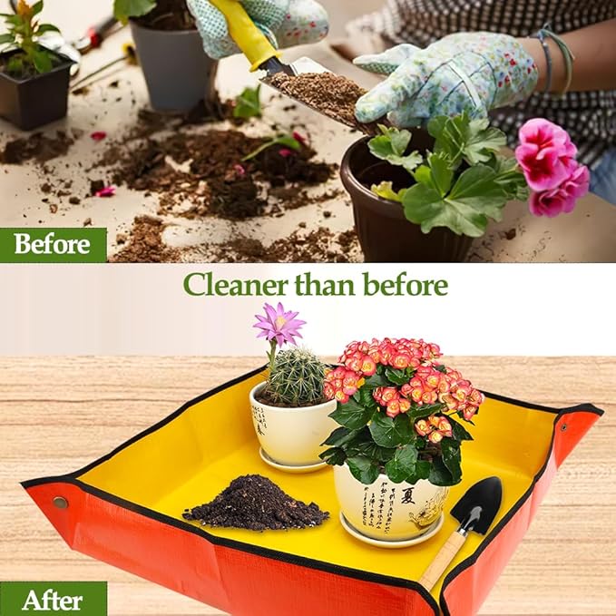 Repotting Mat for Indoor Plants,Potting Mat,Garden Supplies,Garden Tool Set,Gardening Gifts,Indoor Gardening System,Gardening Gifts,Indoor Plant Tools,Plant Mats for Repotting(Organge 26*26 in)