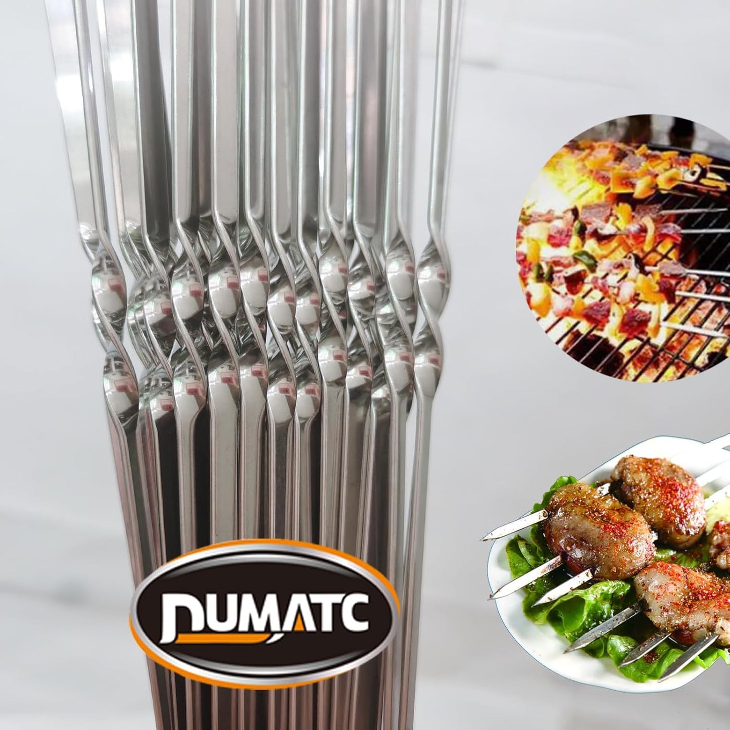 Titan 304 Stainless Steel Skewers for Grilling – 30PCS Heavy-Duty Flat BBQ Skewers with Storage Tube | Food-Grade, Rust-Proof & Dishwasher Safe | 13.2" Kebab Sticks for Meat, Veggies & Shrimp