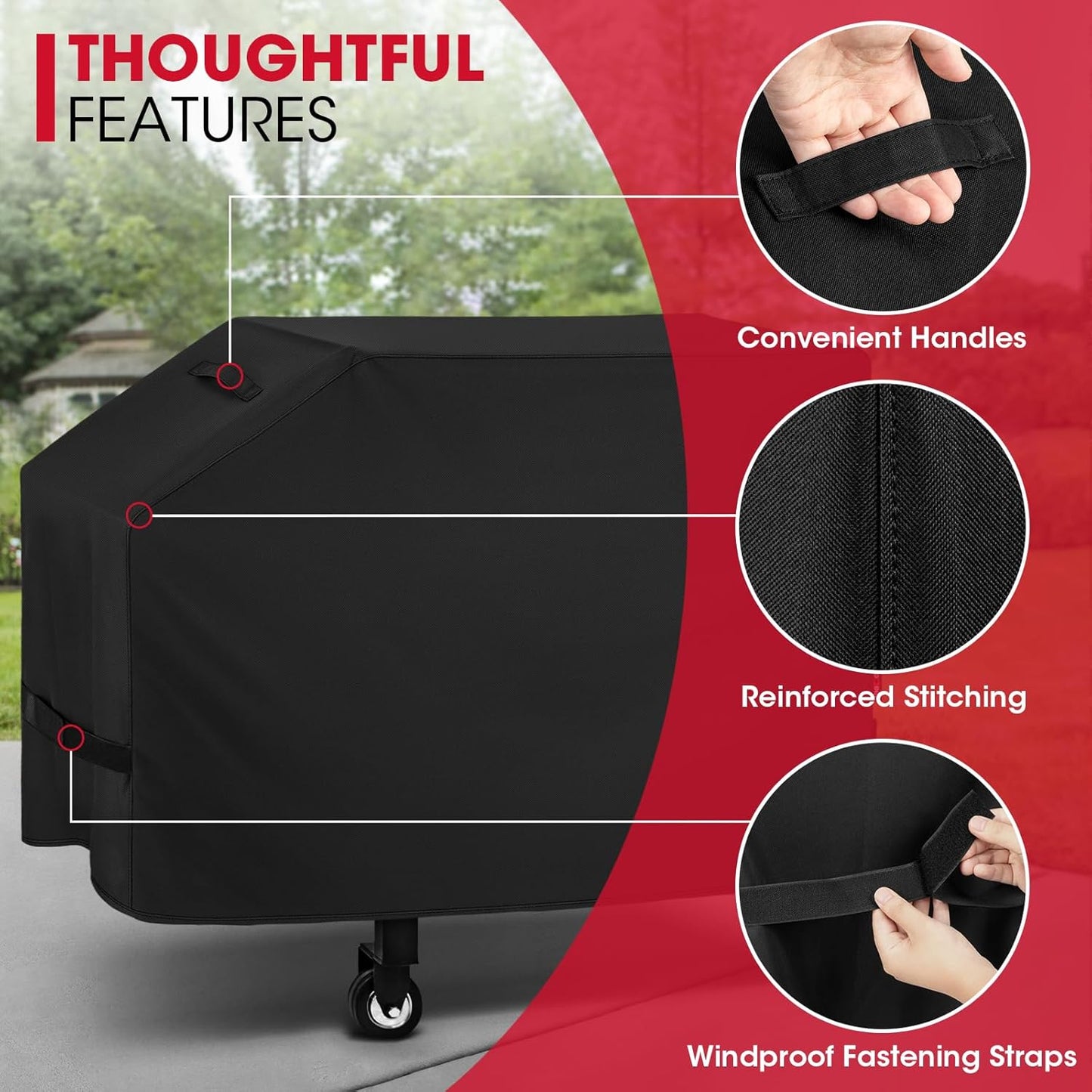 Unicook 28 Inch Griddle Cover for Blackstone and Nexgrill Cooking Station, Outdoor Flat Top BBQ Grill Cover with Sealed Seam, Heavy Duty Waterproof Fade Resistant, Black