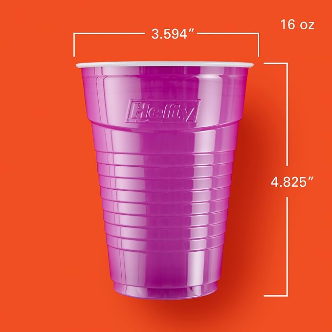 Hefty Party On Disposable Plastic Cups, 16 Ounce - Image 2