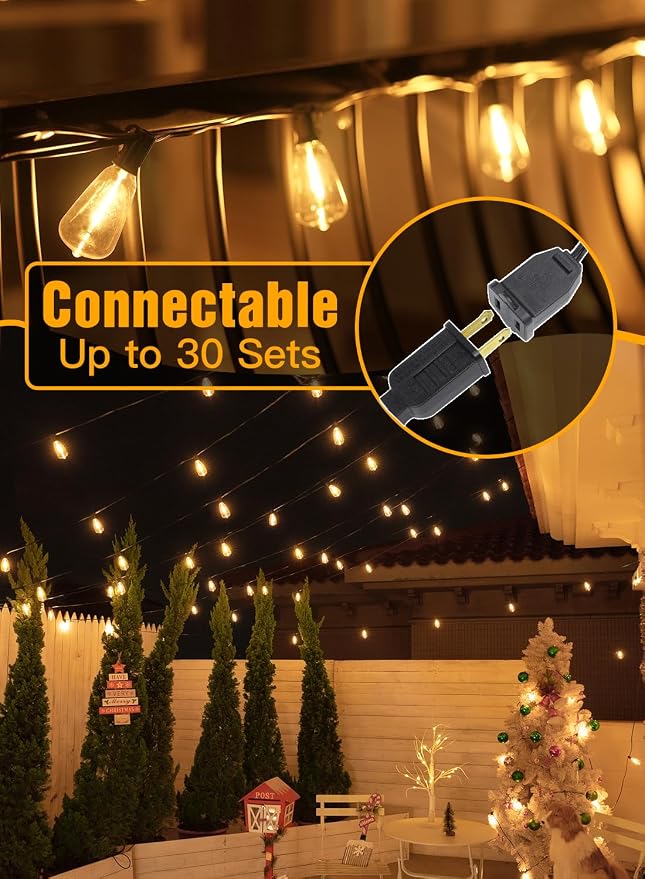Ollny Outdoor String Lights 30FT, Shatterproof Connectable Patio Lights - Image 4