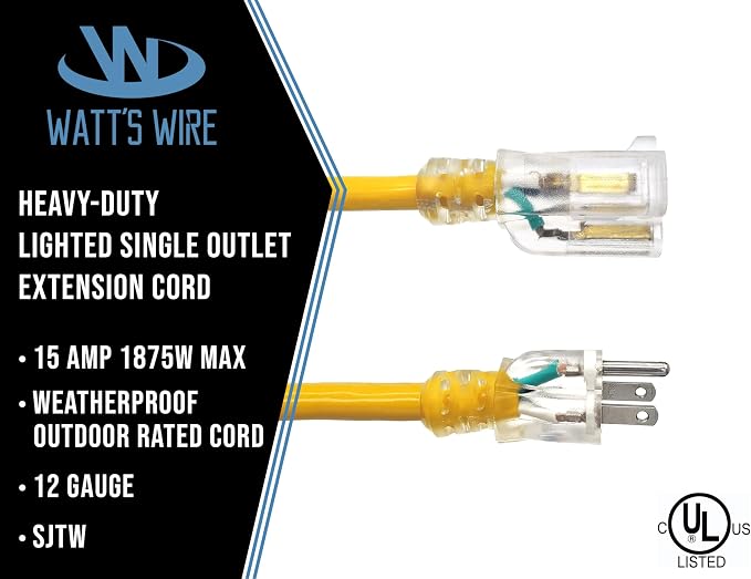 50 ft Outdoor Extension Cord Waterproof - Image 2