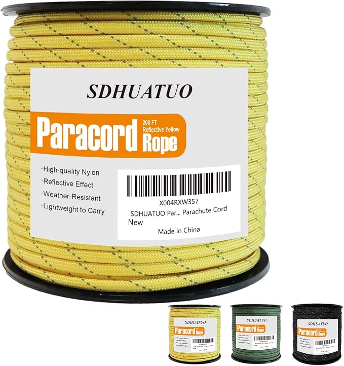 SDHUATUO Paracord Rope 200FT, 550lb Type III Nylon Parachute Cord 7-Strand Core by HOME