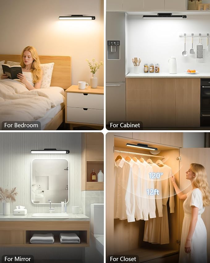 Ferswe 3W Motion Sensor Magnetic Light Bar, Eye-Friendly Rechargeable Closet - Image 6