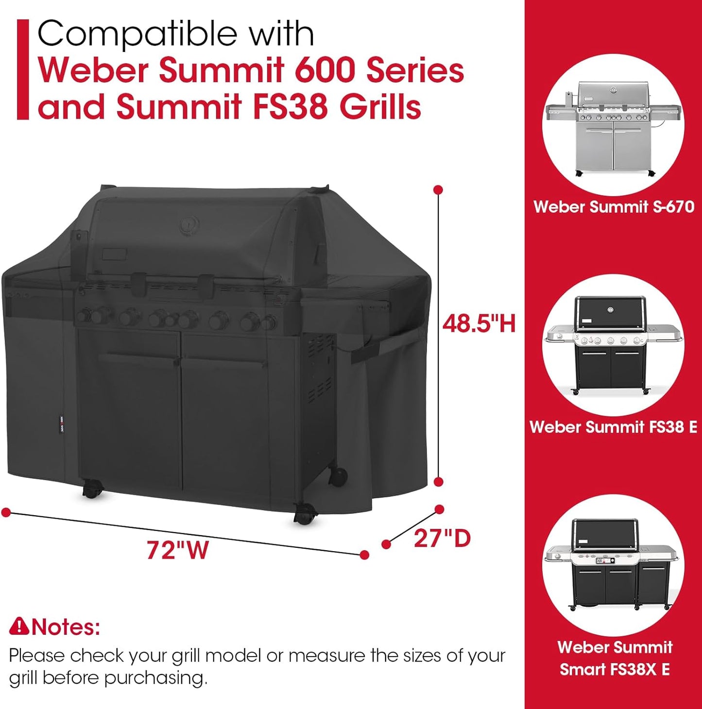 Unicook Grill Cover Compatible with Weber Summit 600 Series and Summit Smart Gas Grills, Heavy Duty Waterproof Outdoor BBQ Cover, Fade Resistant Gas Grill Protector, Compared to Weber 7109