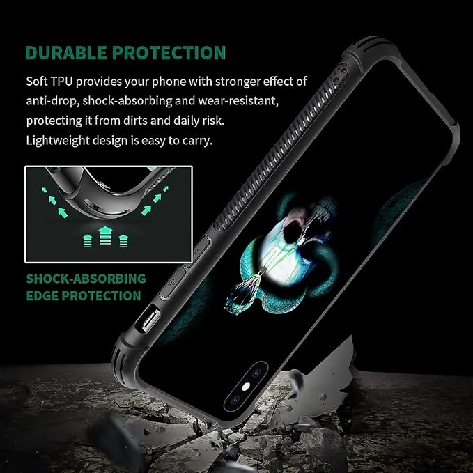 for iPhone X/Xs Case, Skeleton Winding Snake Pattern Graphic Design Girl Boy - Image 2