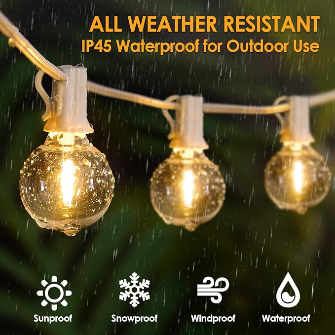 Mlambert 100Ft Outdoor String Lights, G40 Globe Patio Lights - Image 2