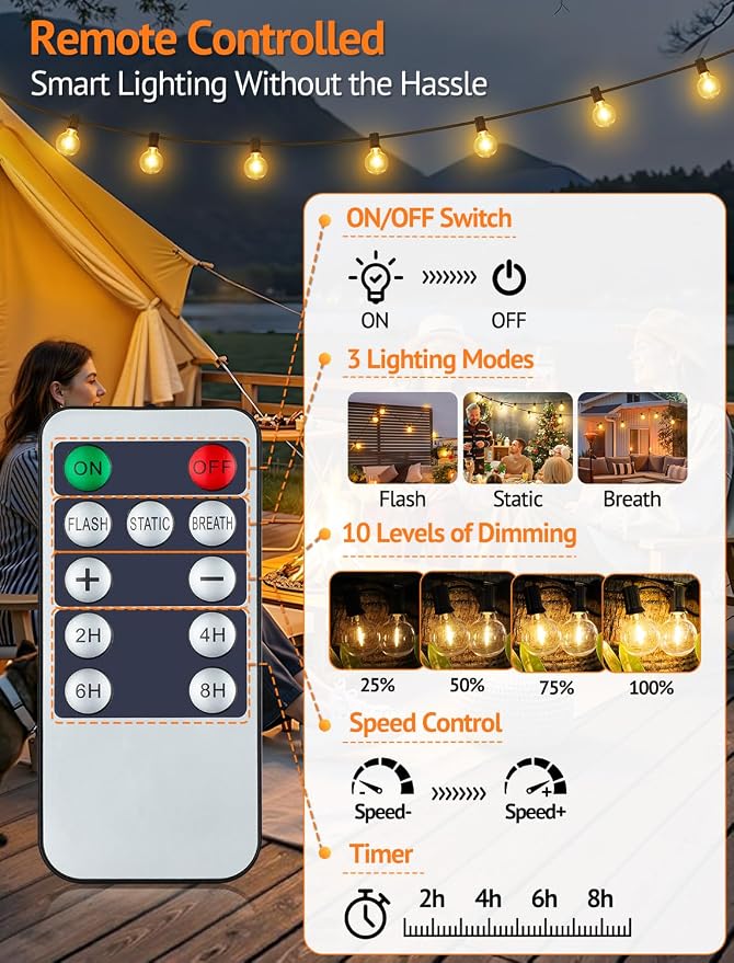 Larkvue 25FT Solar String Lights Outdoor - Image 2