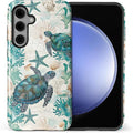 for Samsung Galaxy S24 Case, HL2 Ocean Sea Turtle Nautical Map Hybrid 2 Layer by Unknown