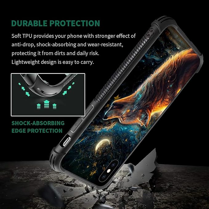 for iPhone Xs Max Case, Star Cave Hungry Wolf Pattern Graphic Design Girl Boy - Image 4