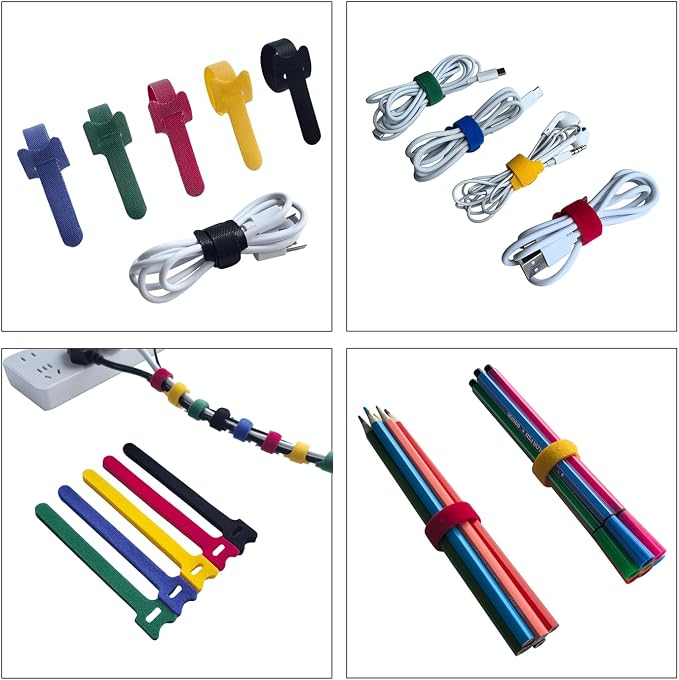 80 PCS 6 Inches Multi-Colour Reusable Cable Ties Cord Straps Multi-Purpose Wire - Image 3