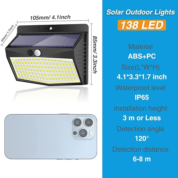 Peasur Solar Lights Outdoor, Solar Motion Sensor Security Light - Image 5