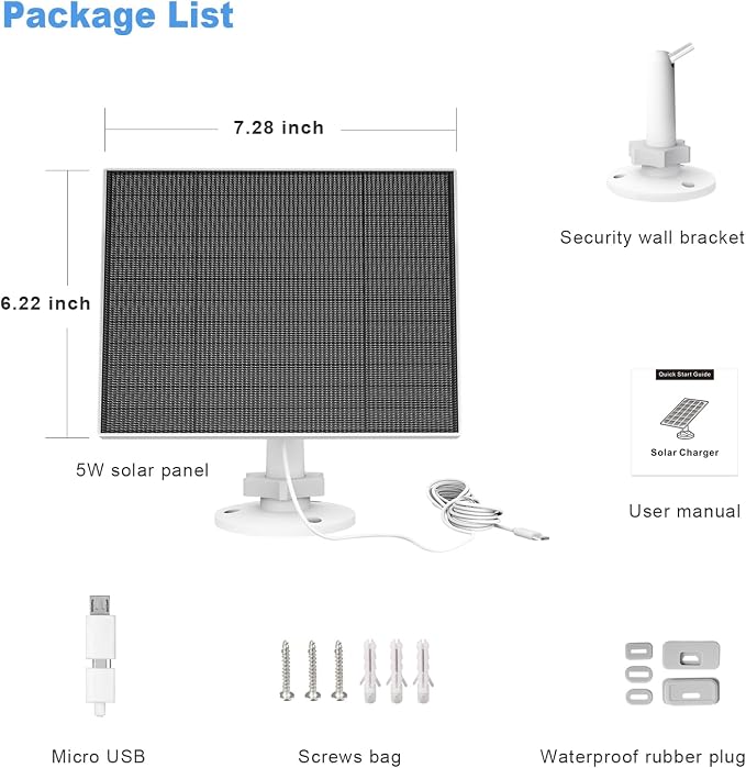 Solar Panel for Eufy Outdoor Camera, Camera Solar Panel Charger Compatible - Image 6