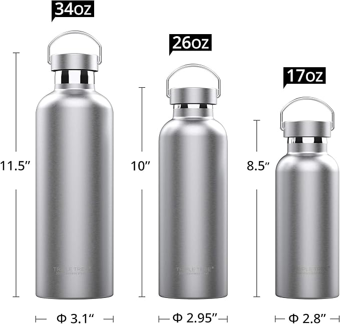 Triple Tree 17OZ Vacuum Insulated Stainless Steel Water Bottle, Double Wall - Image 2