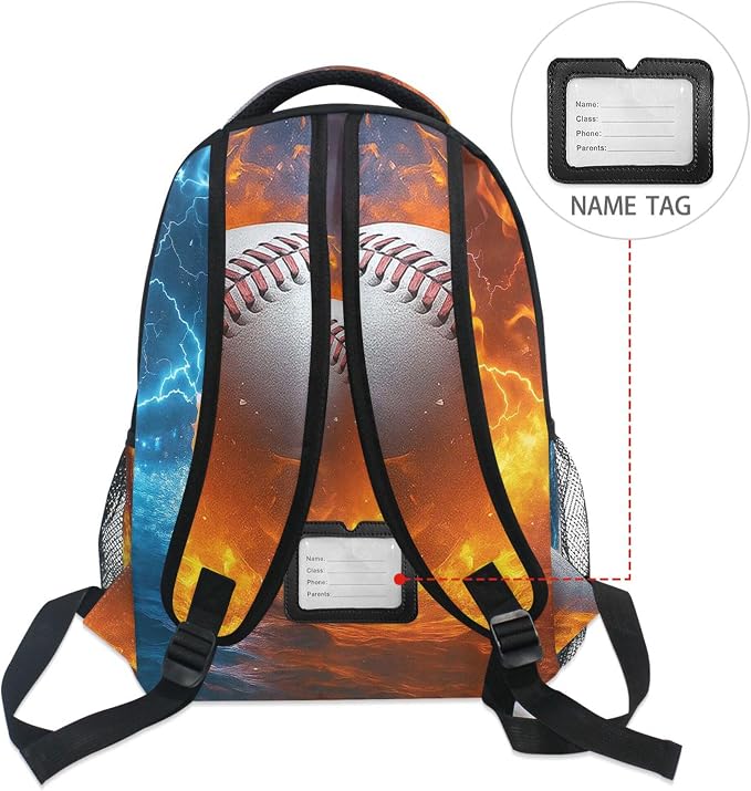 Wamika Baseball Ice Fire Boy Backpack Sports Ball School Backpack Kid Girl - Image 6