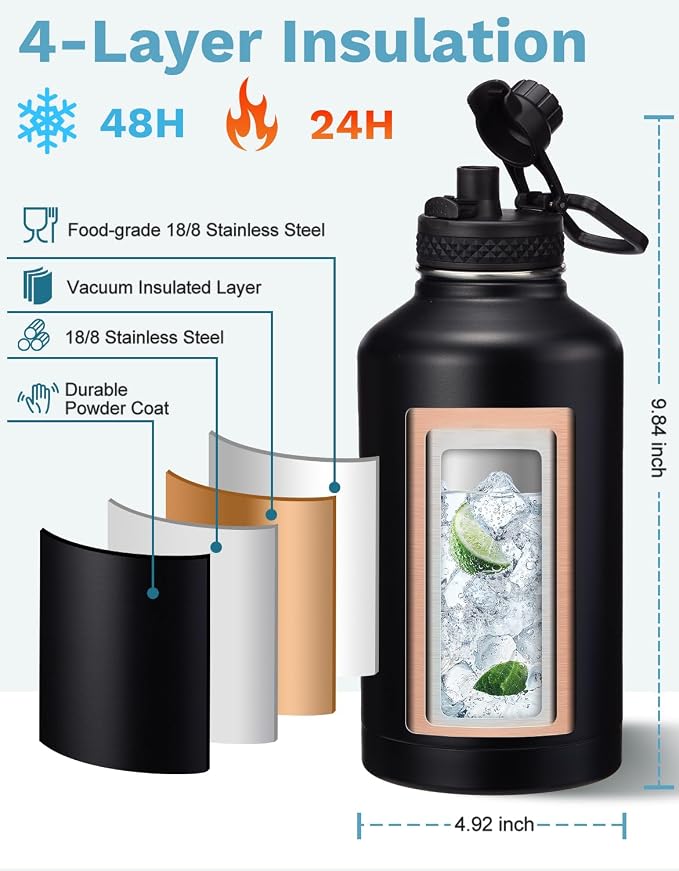BENZZO 64 oz Water Bottle Insulated - Image 5