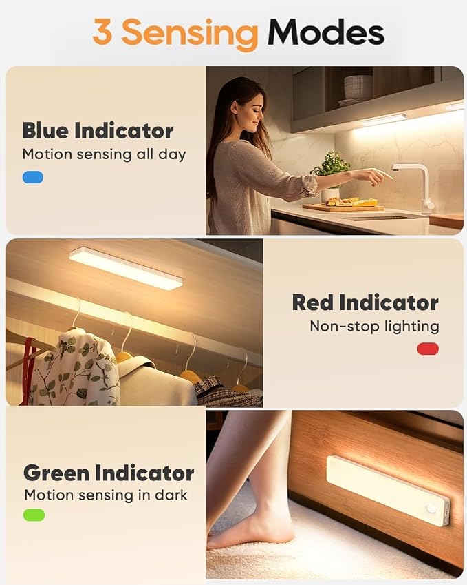13inch Under Cabinet Lighting, 3 Color Temperatures Motion Sensor Light Indoor - Image 6