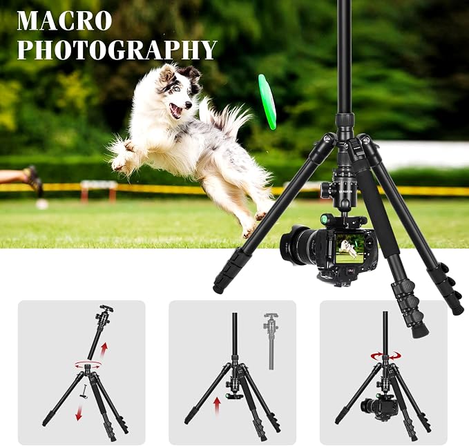 68" Ball Head Camera Tripod & Monopods, 360° Smooth Rotation V-Yoke Rifle - Image 8