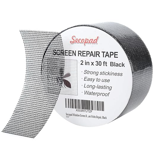 Secopad Black Window Screen Repair Tape, 2 in X 30 FT Screen Repair Kit by Secopad