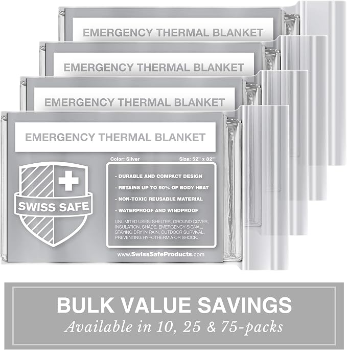 Swiss Safe Emergency Mylar Thermal Blankets + Bonus Space Blanket - Image 2